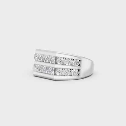 Designer 1.82 Ct Lab-Grown Diamond Men's Ring featuring warm 18K Rose Gold tones.