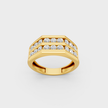 Elegant 1.82 Carat Lab-Grown Diamond Men's Wedding Ring in a polished 14K Yellow Gold setting.