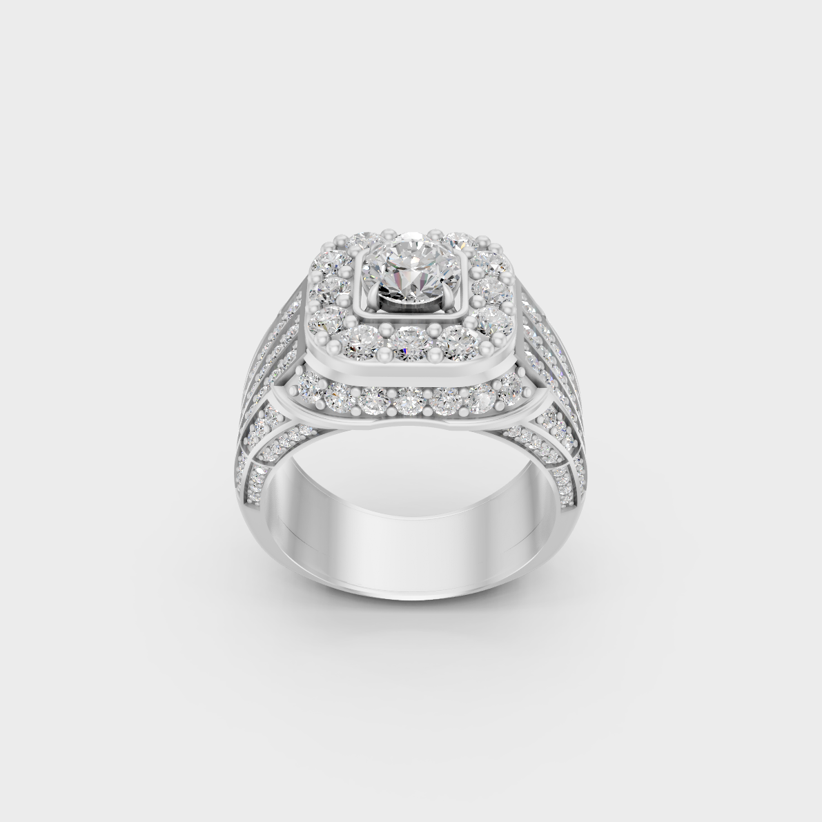 High-Durability 4.48 Ct Round Lab-Grown Diamond Men's Statement Ring, premium 950 Platinum.
