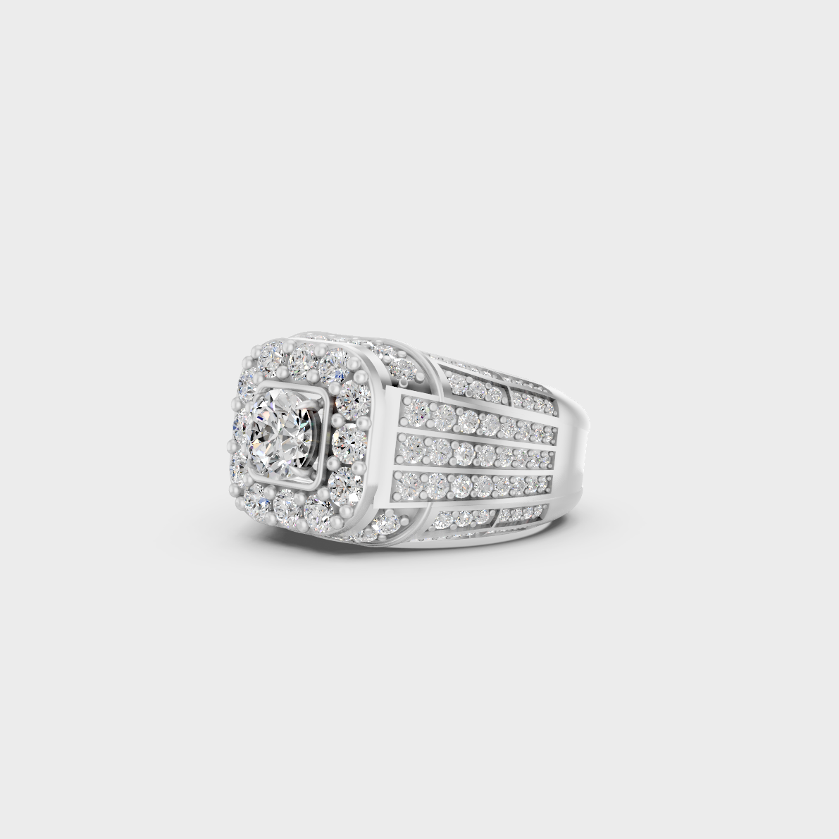 Certified 4.48 Ct Round-Cut Lab-Grown Diamond Men's Ring in 950 Platinum.