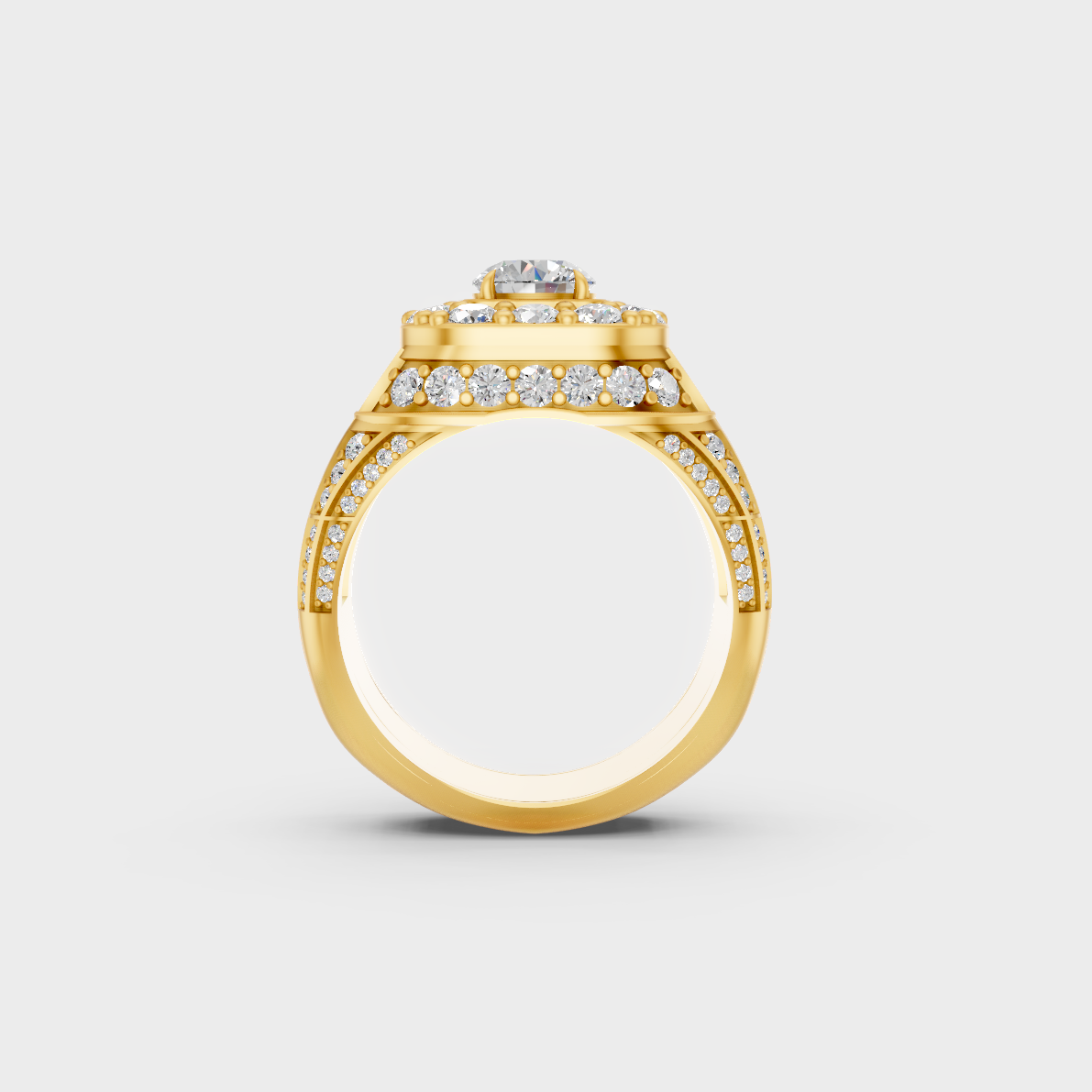 Luxury 4.48 Ct Round Lab-Grown Diamond Men's Band with bold styling in 9K Yellow Gold.