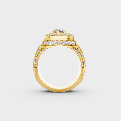 Luxury 4.48 Ct Round Lab-Grown Diamond Men's Band with bold styling in 9K Yellow Gold.