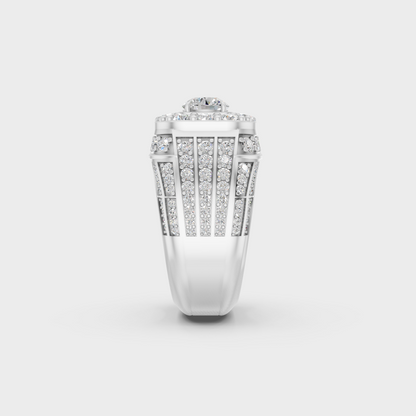 Sophisticated 4.48 Ct Round Lab-Grown Diamond Men's Statement Ring with 14K White Gold setting.