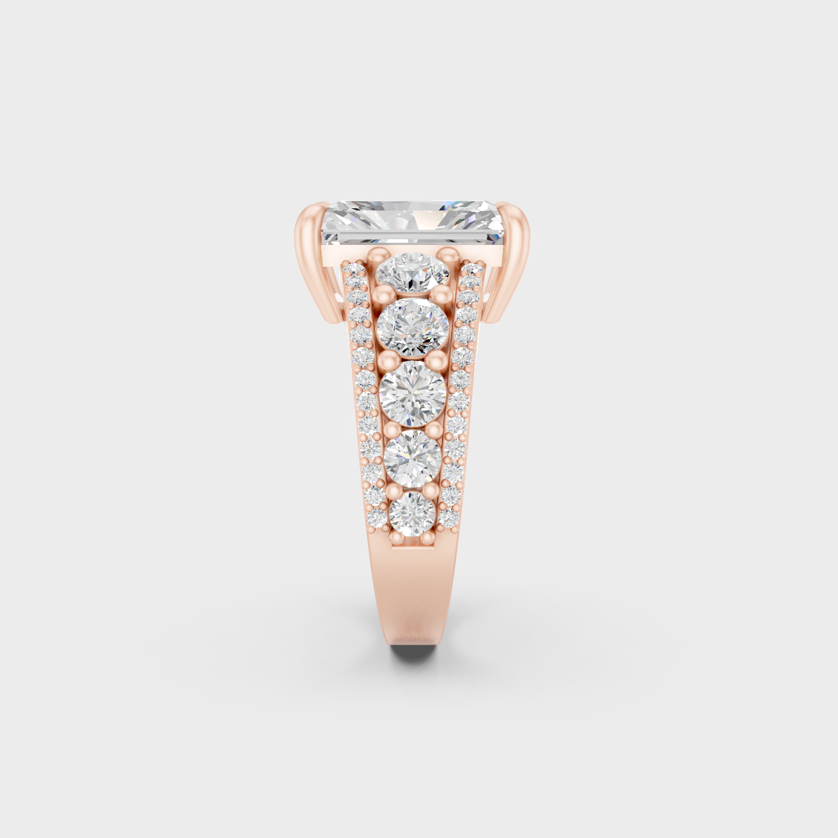 Unique 7.8 Ct Certified Lab-Grown Diamond Ring with modern appeal in 9K Rose Gold.