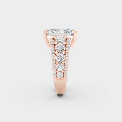 Unique 7.8 Ct Certified Lab-Grown Diamond Ring with modern appeal in 9K Rose Gold.