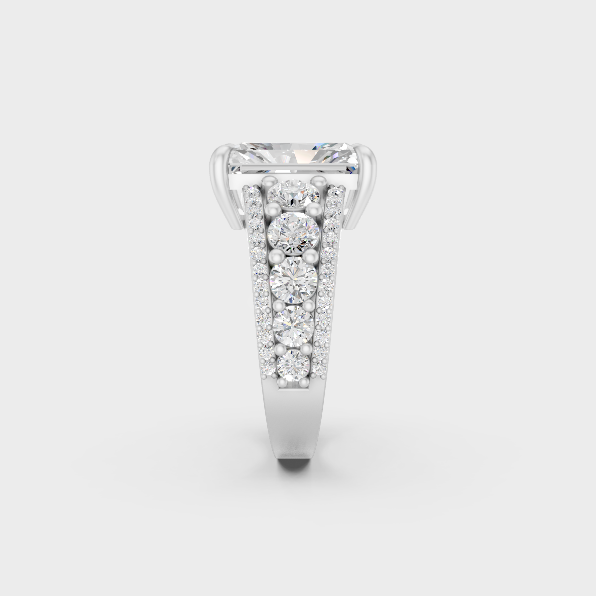Certified 7.8 Ct Radiant and Round-Cut Lab-Grown Diamond Ring in 950 Platinum.