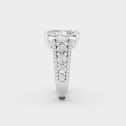 Certified 7.8 Ct Radiant and Round-Cut Lab-Grown Diamond Ring in 950 Platinum.