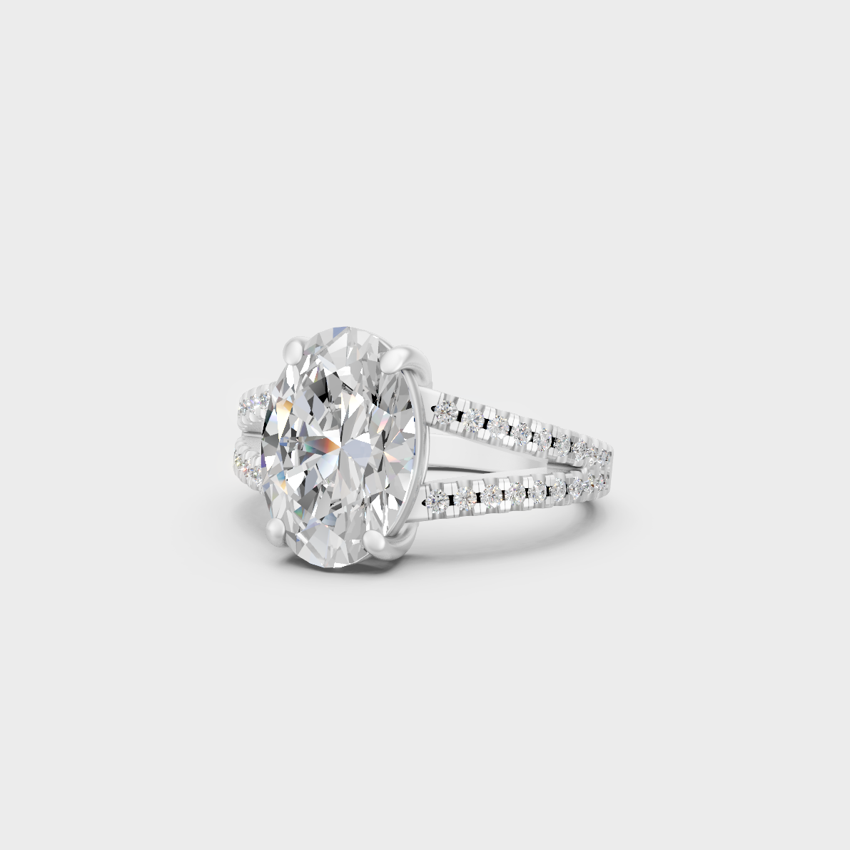 Certified 4.52 Ct Oval and Round-Cut Lab-Grown Diamond Solitaire Ring with Accents in 950 Platinum.