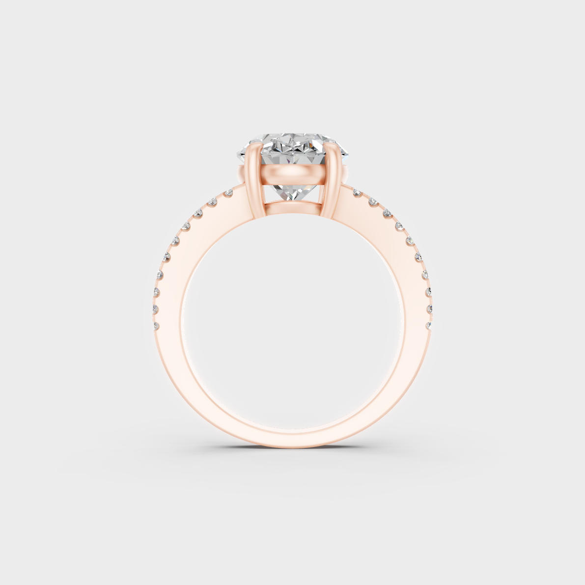 Ethical Luxury 4.52 Ct Oval and Round Lab-Grown Diamond Ring in 18K Rose Gold.