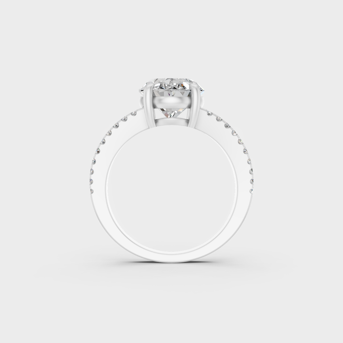 Sophisticated 4.52 Ct Oval Cut Lab-Grown Diamond Engagement Ring with accent stones in 14K White Gold.