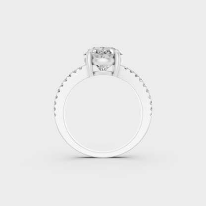 Sophisticated 4.52 Ct Oval Cut Lab-Grown Diamond Engagement Ring with accent stones in 14K White Gold.