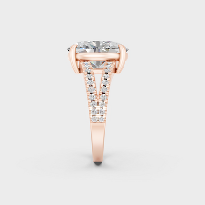 Unique 4.52 Ct Certified Lab-Grown Diamond Solitaire with modern appeal in 9K Rose Gold.