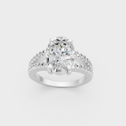 High-Durability 4.52 Ct Oval Cut Lab-Grown Diamond Engagement Ring in premium 950 Platinum.