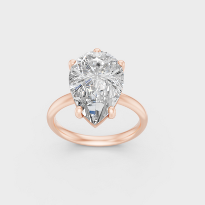 Exquisite 5 Ct Pear-Cut Lab-Grown Diamond Solitaire, polished 14K Rose Gold finish.