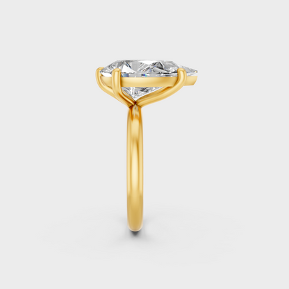 Luxury 5 Ct Pear Cut Lab-Grown Diamond Ring with elegant styling in 9K Yellow Gold.