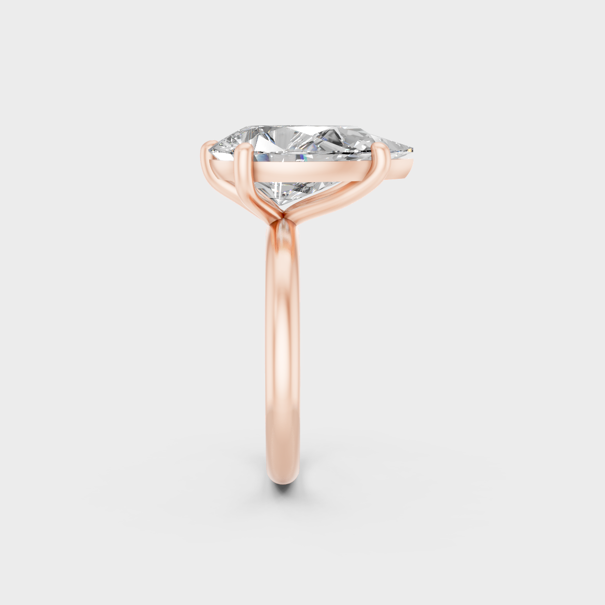 Unique 5 Ct Certified Lab-Grown Diamond Pear Ring with modern appeal in 9K Rose Gold.