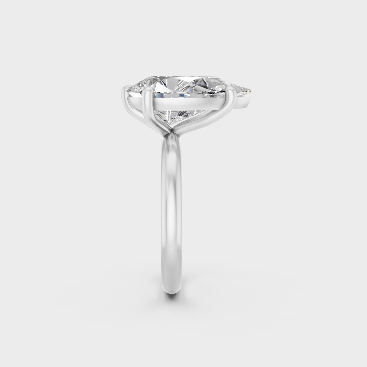 Certified 5 Ct Pear-Cut Lab-Grown Diamond Engagement Ring in 18K White Gold.