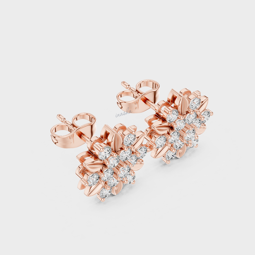 GLI Certified Lab-Grown Round Diamond Studs In Rose Gold