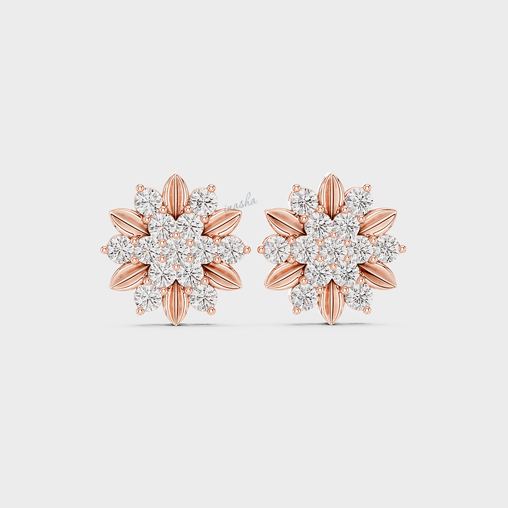 0.45 Carat Each Lab-Grown Round Diamond Stud Earrings In Rose Gold