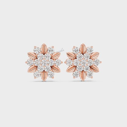 0.45 Carat Each Lab-Grown Round Diamond Stud Earrings In Rose Gold