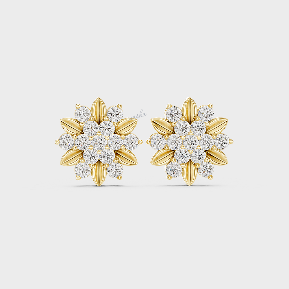 0.45 Carat Each Lab-Grown Round Diamond Stud Earrings In Yellow Gold