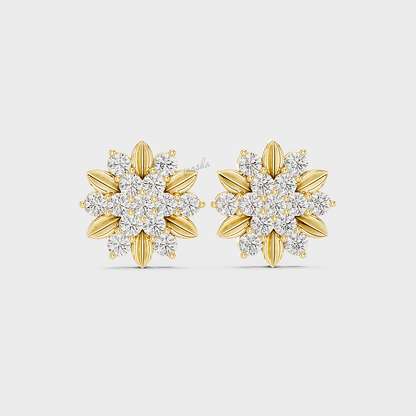 0.45 Carat Each Lab-Grown Round Diamond Stud Earrings In Yellow Gold