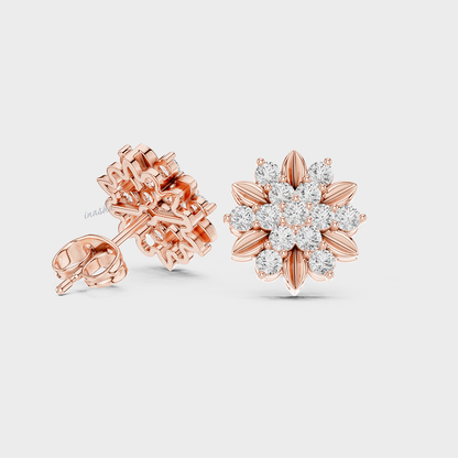 0.90 Ct Total Lab Diamond Stud Earrings Hallmark Rose Gold
