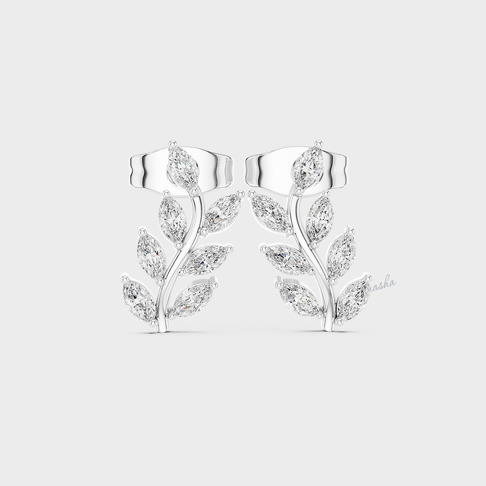 0.17 Carat Each Lab-Grown Marquise Diamond Stud Earrings In White Gold