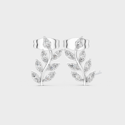 0.17 Carat Each Lab-Grown Marquise Diamond Stud Earrings In White Gold