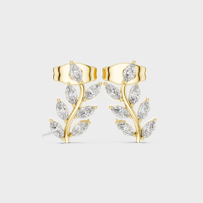 0.17 Carat Each Lab-Grown Marquise Diamond Stud Earrings In Yellow Gold