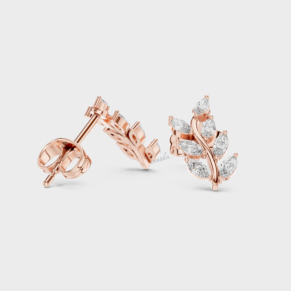 0.34 Ct Total Lab Diamond Stud Earrings Hallmark Rose Gold