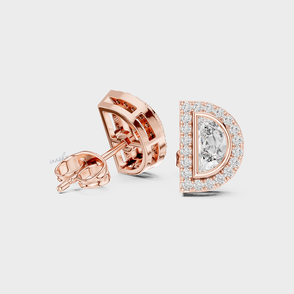 0.64 Ct Total Lab Diamond Stud Earrings Hallmark Rose Gold