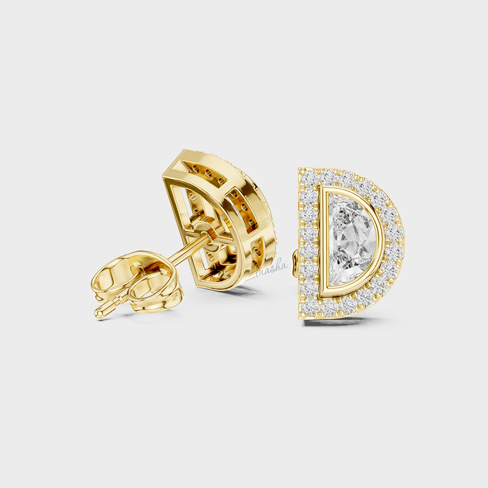 0.64 Ct Total Lab Diamond Stud Earrings Hallmark Yellow Gold