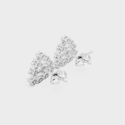 Luxury Lab-Grown Round Diamond Stud Earrings In Platinum