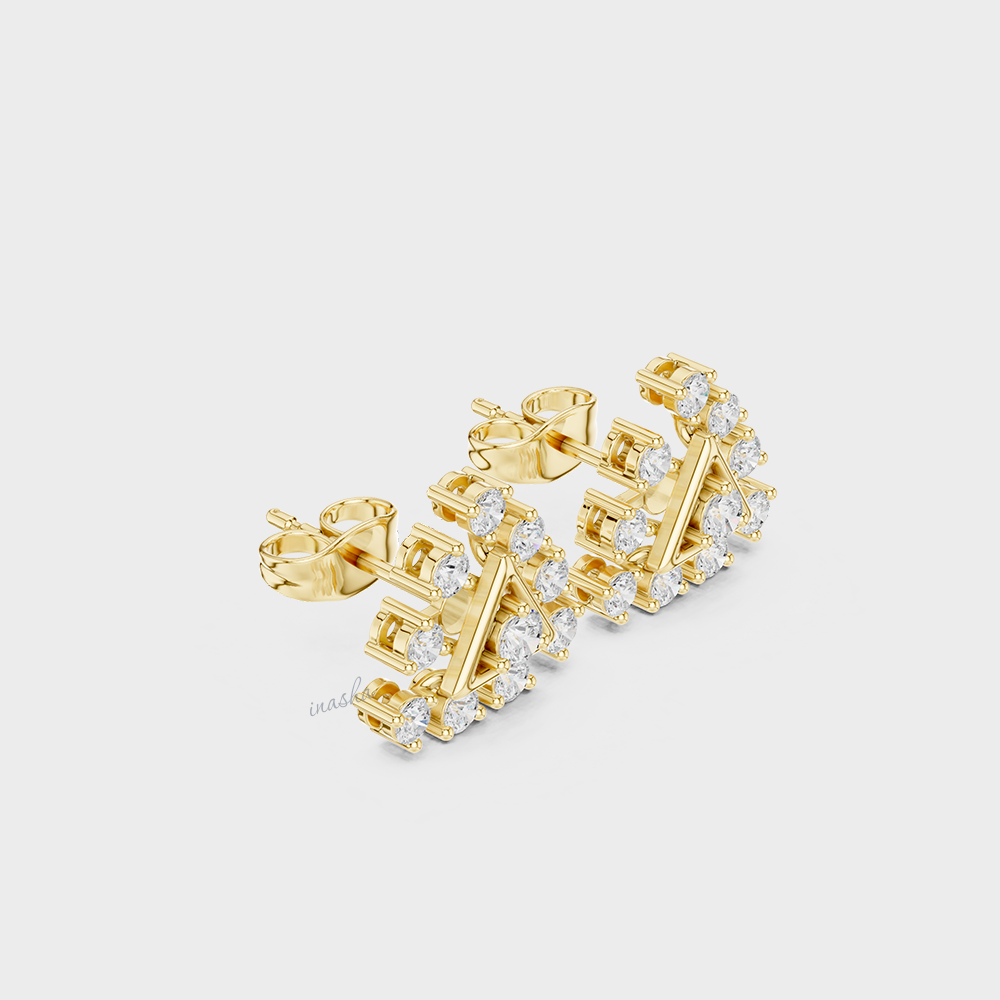 0.76 Ct Total Lab-Grown Round Diamond Stud Earrings In 14K Yellow Gold