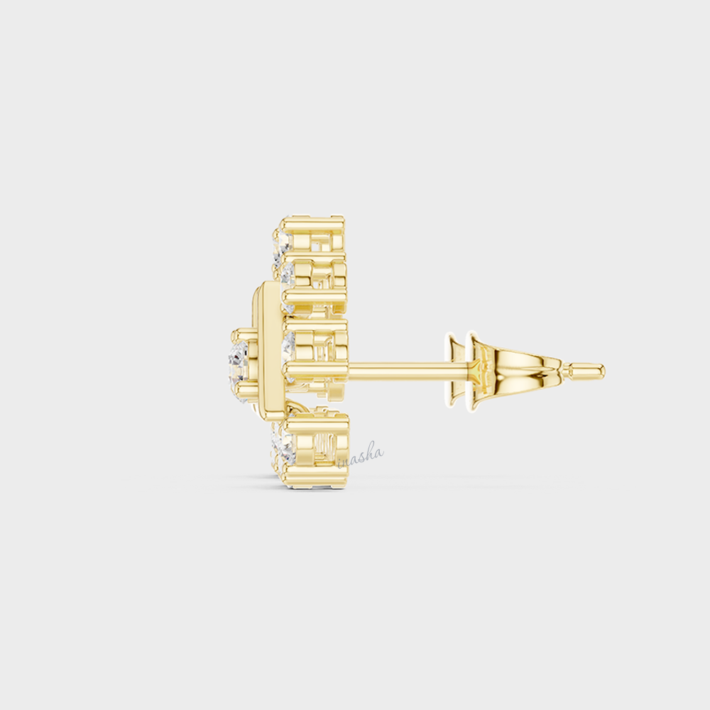 Brilliant Round Cut Lab Diamond Stud Earrings In Hallmark Yellow Gold