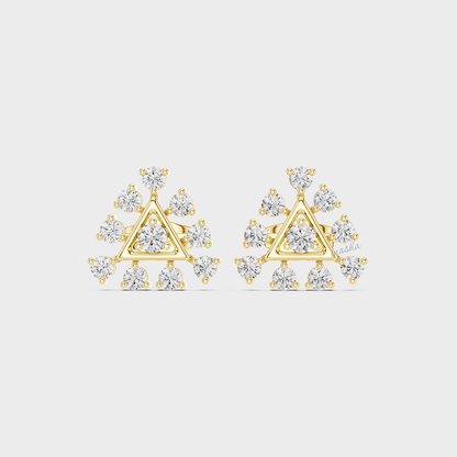 0.38 Carat Each Lab-Grown Round Diamond Stud Earrings In Yellow Gold – GLI Certified
