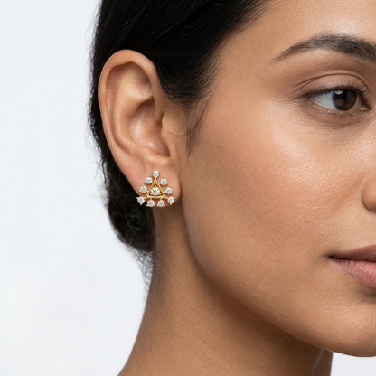 GLI-certified 0.76 carat total lab-grown round diamond stud earrings (0.38 ct each), crafted in hallmarked 9K, 14K, or 18K yellow, white, or rose gold, or 950 platinum—ethical luxury fine jewelry.