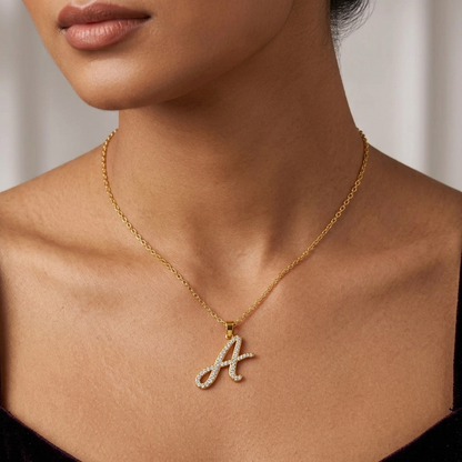 Initial Letter A Sustainable Diamond Pendant Crafted in 9K Yellow Gold