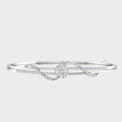 GLI certified lab grown round cut diamond bangle in white gold