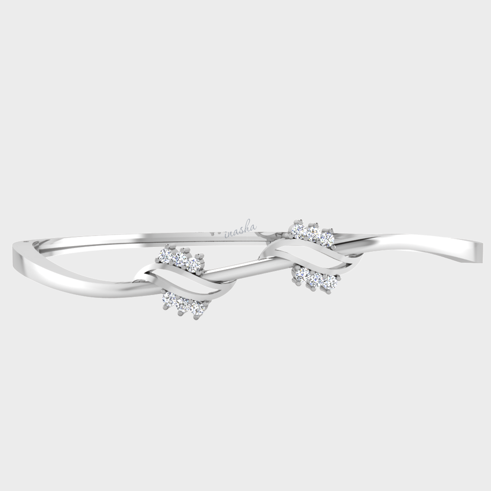 GLI certified lab grown round cut diamond bangle in white gold