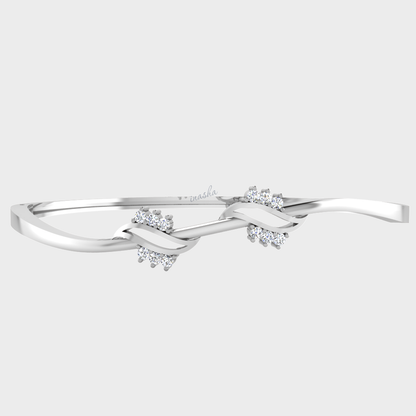GLI certified lab grown round cut diamond bangle in white gold