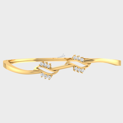 GLI certified lab grown round cut diamond bangle in yellow gold