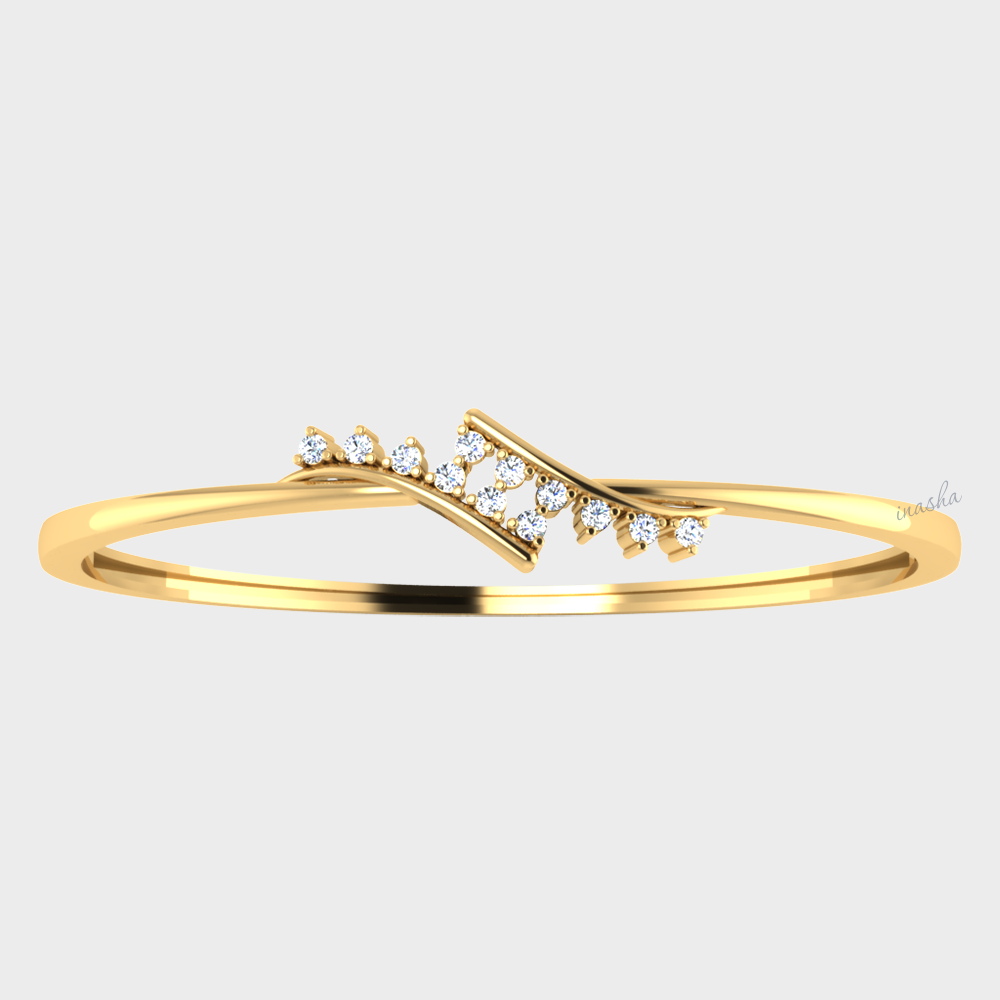GLI certified lab grown round cut diamond bangle in yellow gold