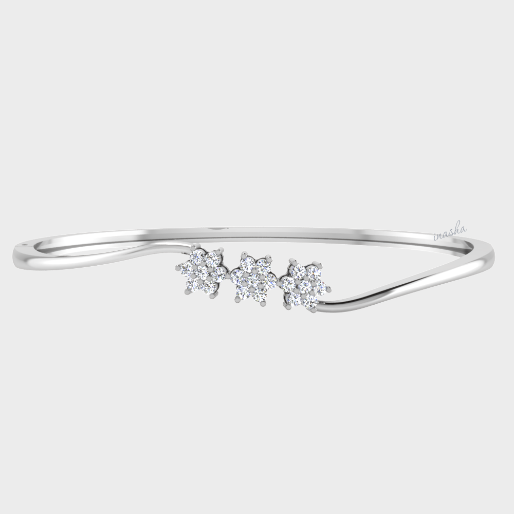 GLI certified lab grown round cut diamond bangle in white gold