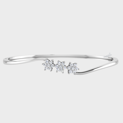 GLI certified lab grown round cut diamond bangle in white gold