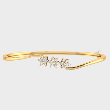 GLI certified lab grown round cut diamond bangle in yellow gold
