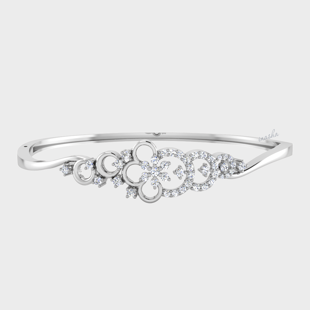 GLI certified lab grown round cut diamond bangle in white gold