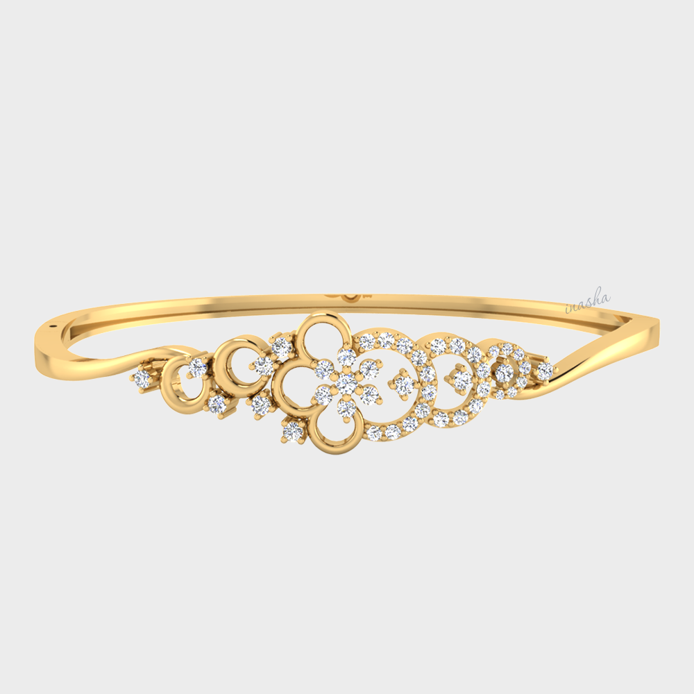 GLI certified lab grown round cut diamond bangle in yellow gold