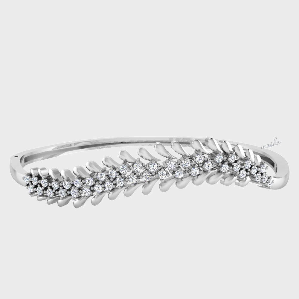 GLI certified lab grown round cut diamond bangle in white gold